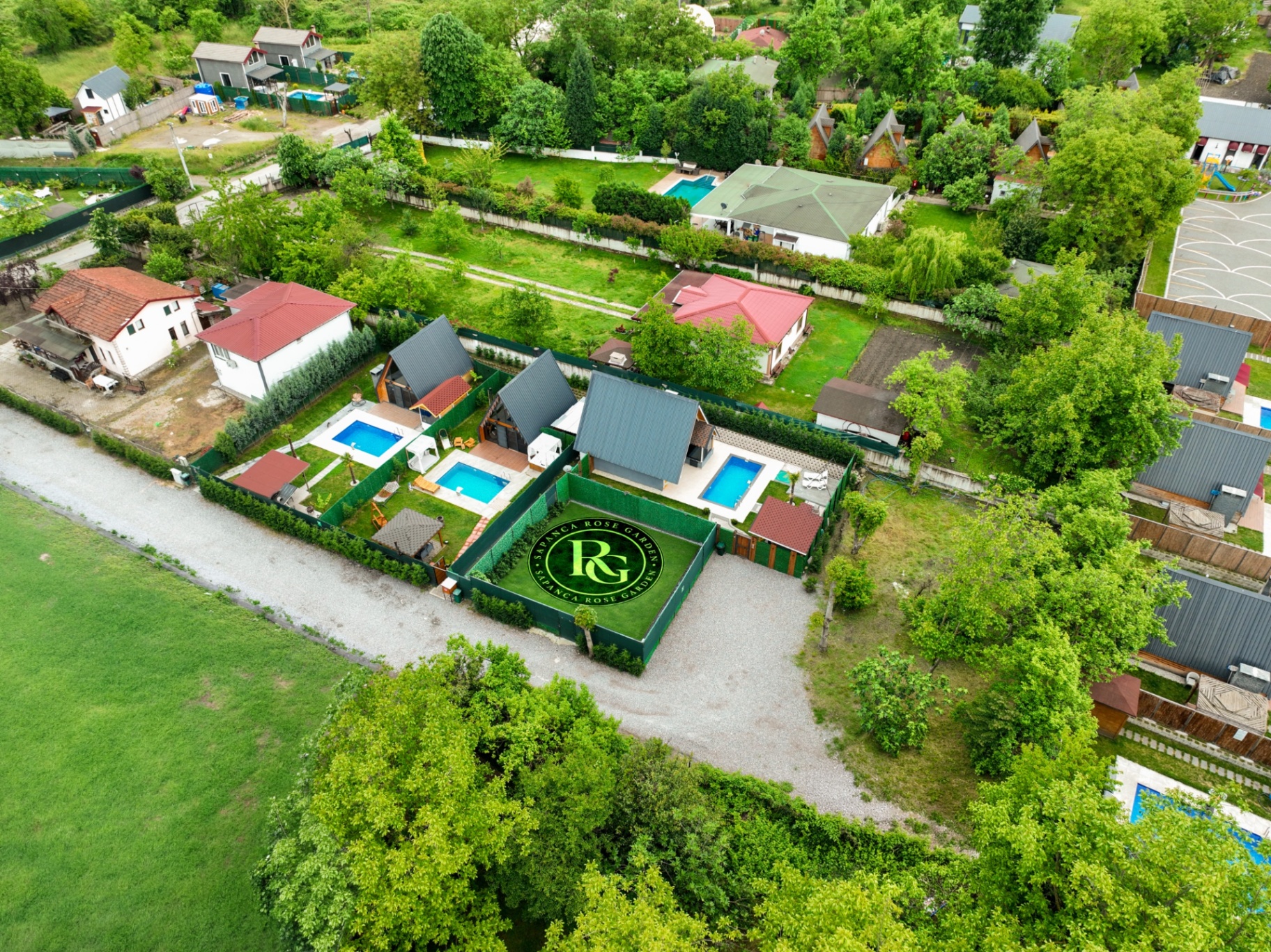 Drone view of Sapanca Rose Garden property